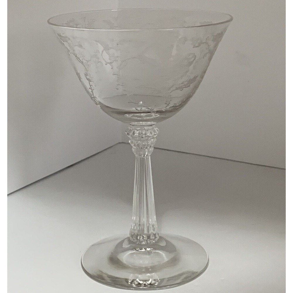 Vintage Stem Fostoria Shirley Clear Champagne Tall Sherbet Glass Etch Elegant